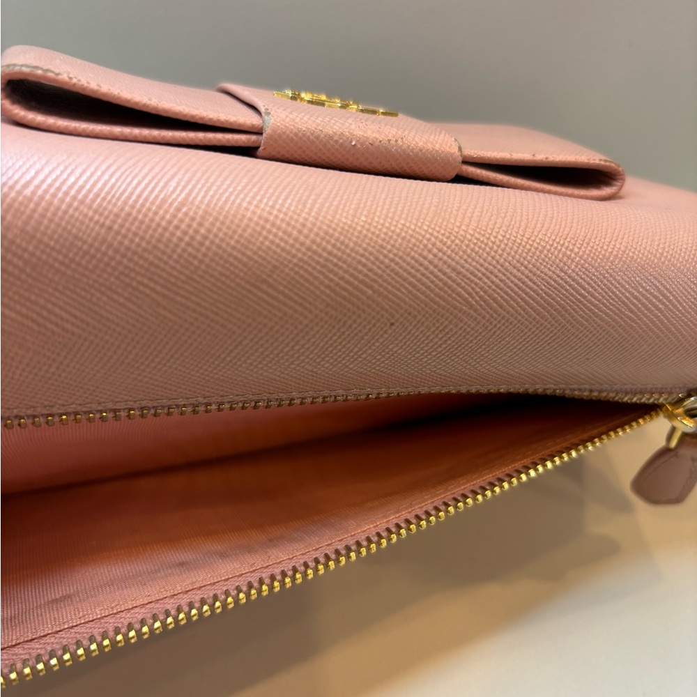 Prada Saffiono Fiocco Pink Bow Wallet Authentic - Picture 8 of 11
